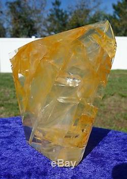 Grand Golden Healer Quartz Lémurien Crystal Point Freeform Unique En Son Genre
