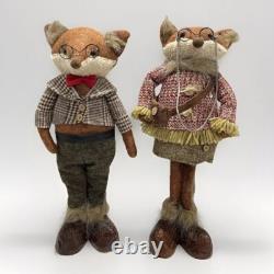 Grand-père et grand-mère renards, figures anthropomorphes, pièce unique, fait main par l’artiste