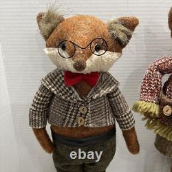 Grand-père et grand-mère renards, figures anthropomorphes, pièce unique, fait main par l’artiste
