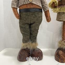 Grand-père et grand-mère renards, figures anthropomorphes, pièce unique, fait main par l’artiste