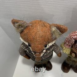 Grand-père et grand-mère renards, figures anthropomorphes, pièce unique, fait main par l’artiste