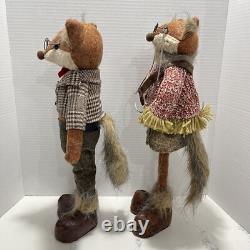 Grand-père et grand-mère renards, figures anthropomorphes, pièce unique, fait main par l’artiste