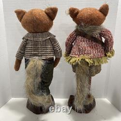 Grand-père et grand-mère renards, figures anthropomorphes, pièce unique, fait main par l’artiste