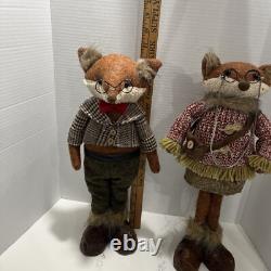 Grand-père et grand-mère renards, figures anthropomorphes, pièce unique, fait main par l’artiste