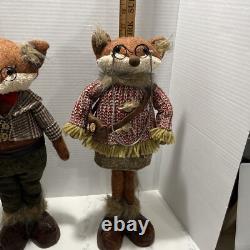 Grand-père et grand-mère renards, figures anthropomorphes, pièce unique, fait main par l’artiste