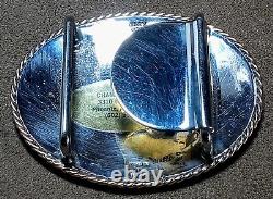 Grande boucle de ceinture en plaqué argent pour trophée de haut vétéran 1984 du Nevada Vintage