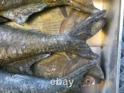 Great Old 6 Foot Folk Art Fish In Sardine Tin Seafood Signe Commercial - Un D'un Genre