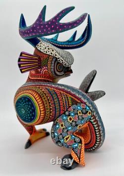 HIBOU/ CERF/ POISSON - Un alebrije en bois sculpté à la main, unique en son genre, de Oaxaca, Mexique