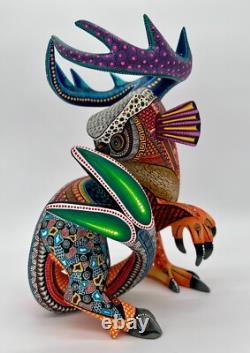 HIBOU/ CERF/ POISSON - Un alebrije en bois sculpté à la main, unique en son genre, de Oaxaca, Mexique