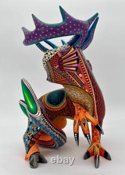 HIBOU/ CERF/ POISSON - Un alebrije en bois sculpté à la main, unique en son genre, de Oaxaca, Mexique