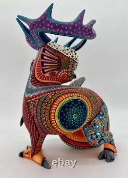 HIBOU/ CERF/ POISSON - Un alebrije en bois sculpté à la main, unique en son genre, de Oaxaca, Mexique