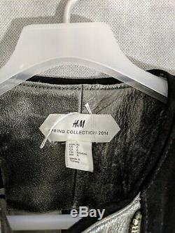 H & M Collection Ss 2014 Veste En Cuir Argentée East West, Modèle Unique
