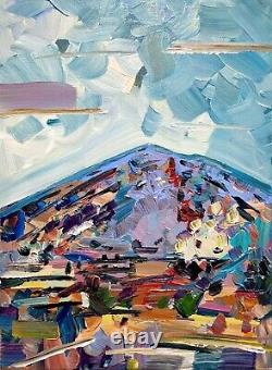 Impressionnisme Corbellique 12x16 Rainy Purple Mountain Paysage Collection Art Nr