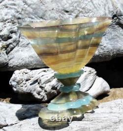 Incroyable, L'un D'un Art Rock Gentil, Grand Rainbow Fluorite & Blue Onyx Bowllook