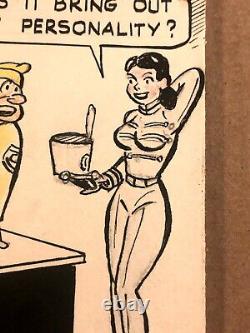 Joe Archibald Très rare illustration de bande dessinée signée et unique en son genre dessin artistique '52