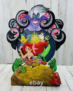 La Petite Sirène Vintage en Bois Unique en son Genre Art Mural 2D Ariel Ursula Flounder