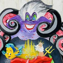 La Petite Sirène Vintage en Bois Unique en son Genre Art Mural 2D Ariel Ursula Flounder