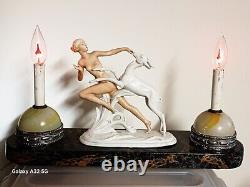 Lampe de boudoir Art Déco unique en son genre avec femme nue