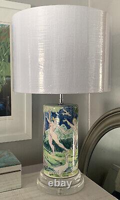 Lampe de table et abat-jour en céramique peints à la main signés par l'artiste Pièce unique 24