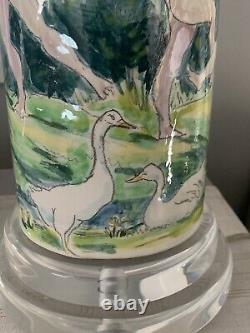 Lampe de table et abat-jour en céramique peints à la main signés par l'artiste Pièce unique 24