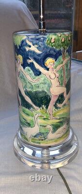 Lampe de table et abat-jour en céramique peints à la main signés par l'artiste Pièce unique 24