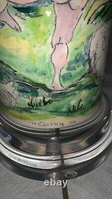 Lampe de table et abat-jour en céramique peints à la main signés par l'artiste Pièce unique 24