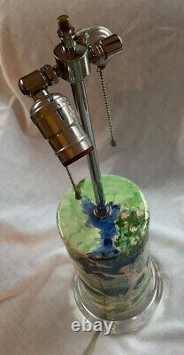 Lampe de table et abat-jour en céramique peints à la main signés par l'artiste Pièce unique 24