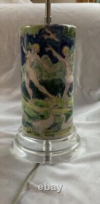 Lampe de table et abat-jour en céramique peints à la main signés par l'artiste Pièce unique 24