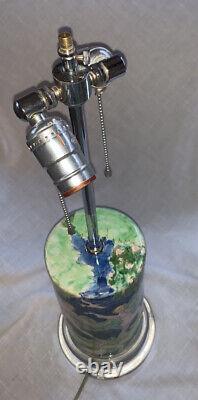 Lampe de table et abat-jour en céramique peints à la main signés par l'artiste Pièce unique 24