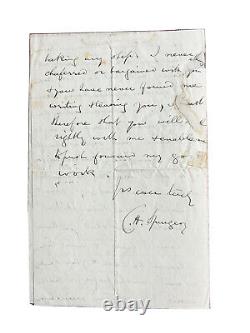 Lettre autographe authentique et unique de Charles Spurgeon