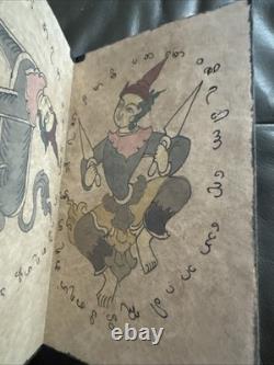 Livre rare ancien de tatouages birman / Parabaik birman fait main, œuvre d’art originale