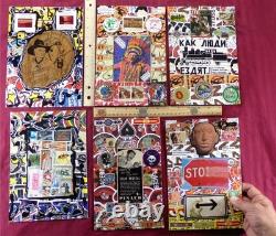 Lot de collages d’art éphémère vintage étrange, ensemble de 6 pièces fabriqué/vendu par Glenn Shiring 2026