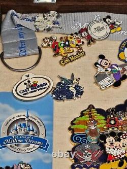 Membre du casting de Disney a construit une collection de 25 épingles pour sa carrière dans une boîte d'ombre unique