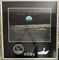 Michael Collins Apollo 11 20x16 Earthrise Signé/Inscrit! Unique en son genre