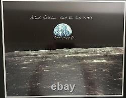 Michael Collins Apollo 11 20x16 Earthrise Signé/Inscrit! Unique en son genre
