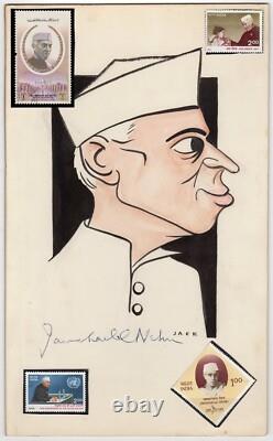 Nehru, Jawaharlal (1889-1964) Caricature unique signée