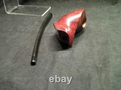 Nouvelle pipe en bruyère burle faite à la main, unique, en forme libre, 8 pouces de long, signée, modèle assis 1