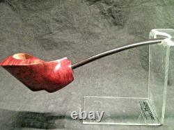 Nouvelle pipe en bruyère burlée faite main, unique en son genre, forme libre, 8 pouces de long, signée, à poser 1