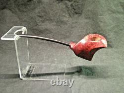 Nouvelle pipe en bruyère burlée faite main, unique en son genre, forme libre, 8 pouces de long, signée, à poser 1