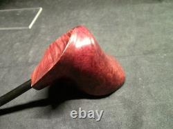 Nouvelle pipe en bruyère burlée faite main, unique en son genre, forme libre, 8 pouces de long, signée, à poser 1