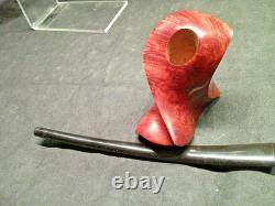 Nouvelle pipe en bruyère burlée faite main, unique en son genre, forme libre, 8 pouces de long, signée, à poser 1