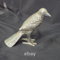 Oiseau corbeau argenté de 3,5 pouces, maquette faite main, pièce unique