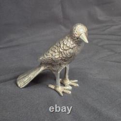 Oiseau corbeau argenté de 3,5 pouces, maquette faite main, pièce unique