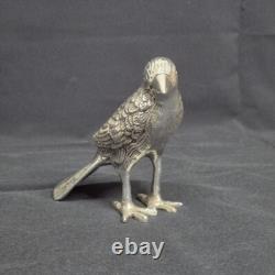 Oiseau corbeau argenté de 3,5 pouces, maquette faite main, pièce unique