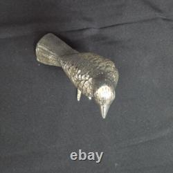 Oiseau corbeau argenté de 3,5 pouces, maquette faite main, pièce unique