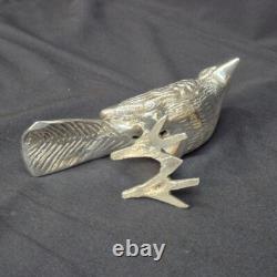 Oiseau corbeau argenté de 3,5 pouces, maquette faite main, pièce unique