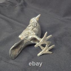 Oiseau corbeau argenté de 3,5 pouces, maquette faite main, pièce unique