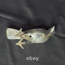 Oiseau corbeau argenté de 3,5 pouces, maquette faite main, pièce unique