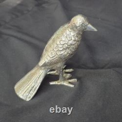 Oiseau corbeau argenté de 3,5 pouces, maquette faite main, pièce unique