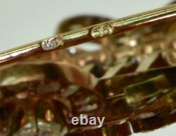 One Of A Kind Imperial Russian Faberge 14k Rose Gold, Emerald & 3ct Diamonds Broche